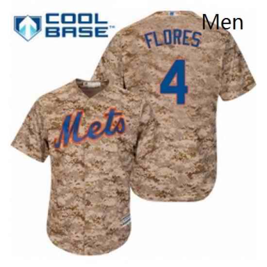 Mens Majestic New York Mets 4 Wilmer Flores Authentic Camo Alternate Cool Base MLB Jersey